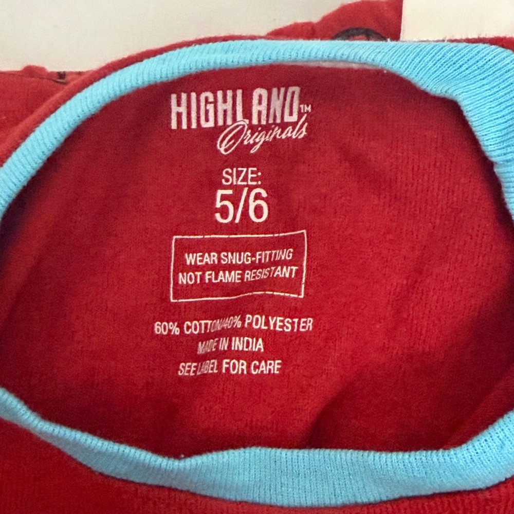 Highland Originals Kids Red Sports Pajama Set Play Now Sleep Later Size 5/6 - Picture 8 of 9